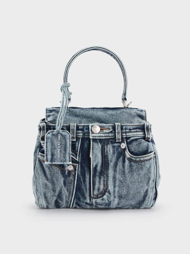 Arita Denim Jeans Top Handle Bag, Denim Blue, hi-res