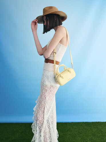 Sammie Knotted-Handle Elongated Bag, Butter Yellow, hi-res
