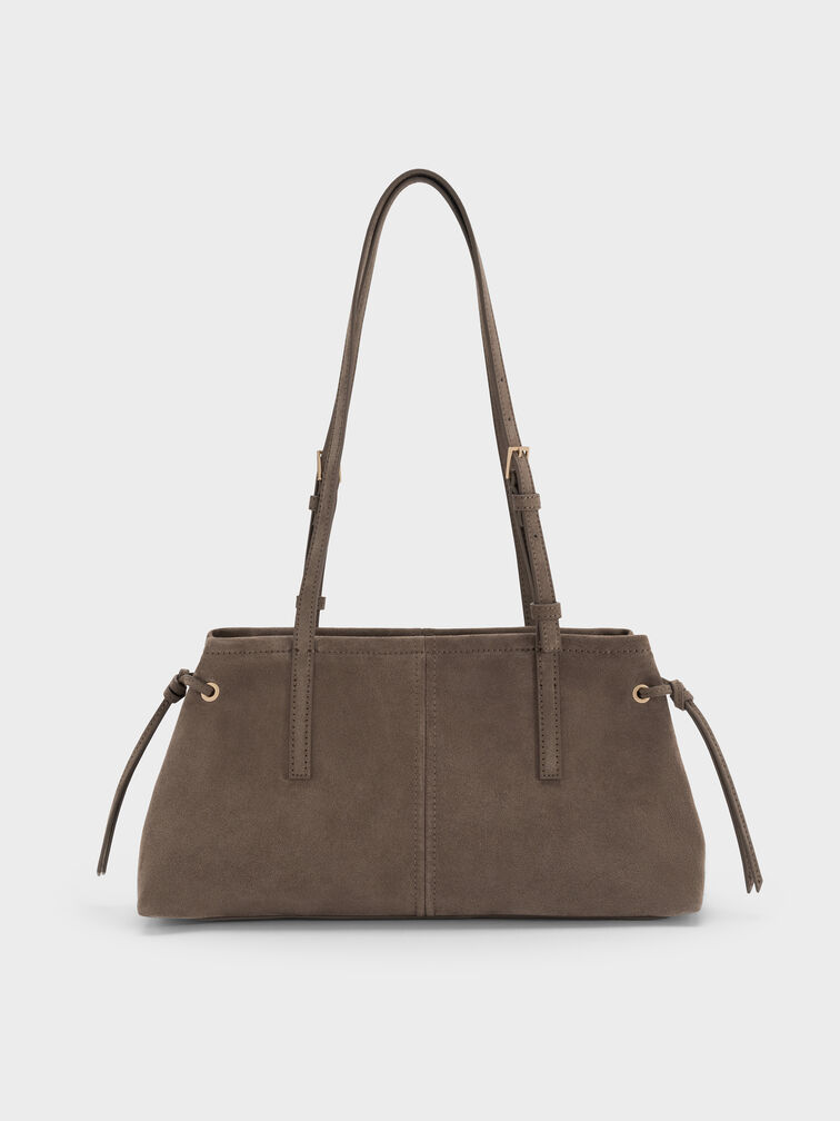 Noane Elongated-Handle Shoulder Bag, Stone Grey, hi-res