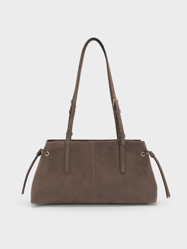 Noane Elongated-Handle Shoulder Bag, Stone Grey, hi-res