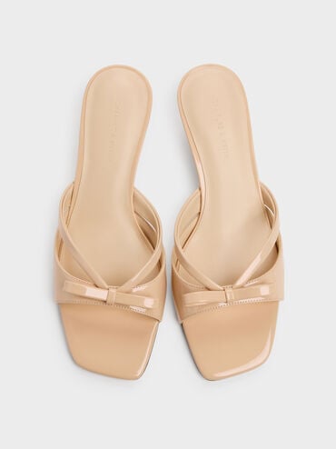Kaleen Patent Kitten-Heel Mules, Nude, hi-res