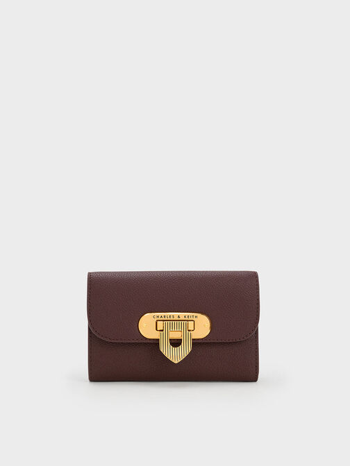 Alcott Push-Lock Wallet, Dark Brown, hi-res