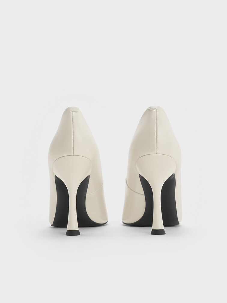 Pointed-Toe Spool-Heel Pumps, Cream, hi-res