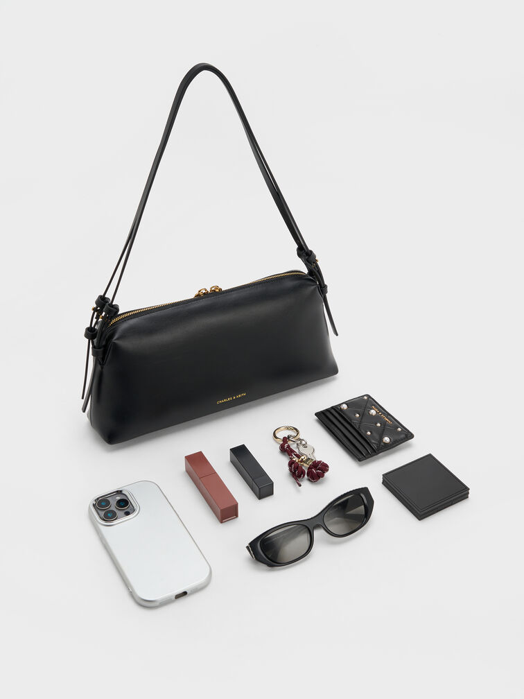 Deyna Double-Strap Shoulder Bag, Black, hi-res