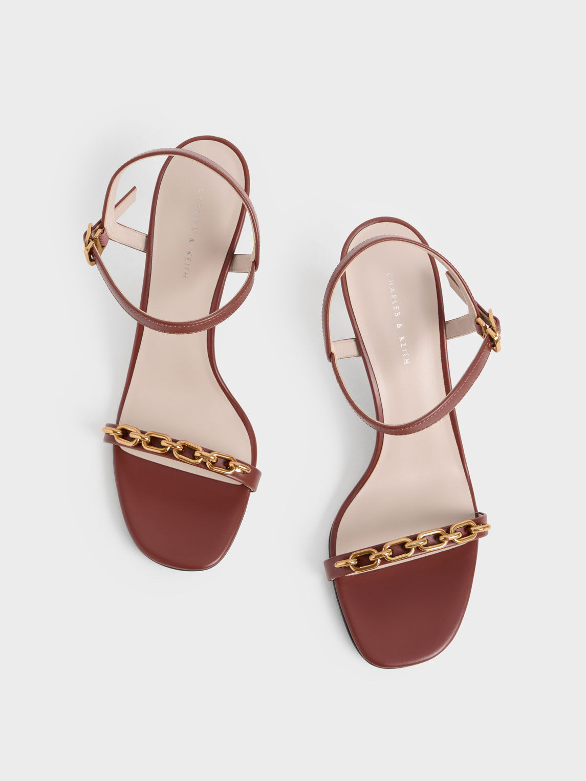 Brown Chain Link Heeled Sandals CHARLES KEITH IN