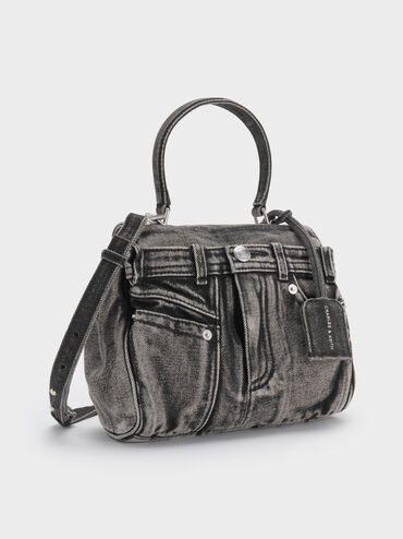 Arita Denim Jeans Top Handle Bag, Denim Noir, hi-res