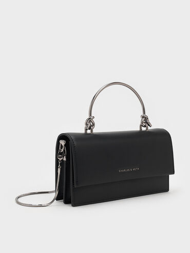 Kristine Sculptural-Handle Long Wallet, Noir, hi-res