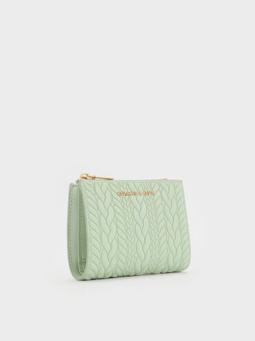 Apolline Textured Top-Zip Wallet, Mint Green, hi-res