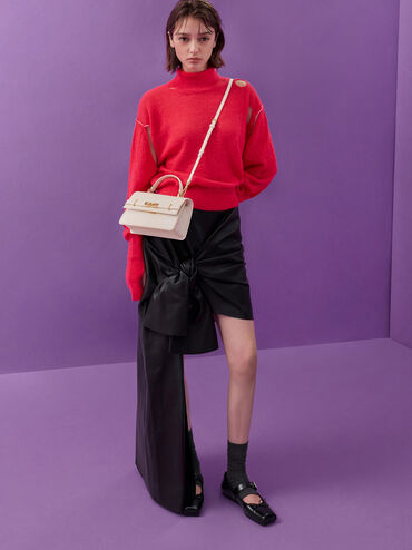 Arlet Belted Top Handle Bag, Cream, hi-res