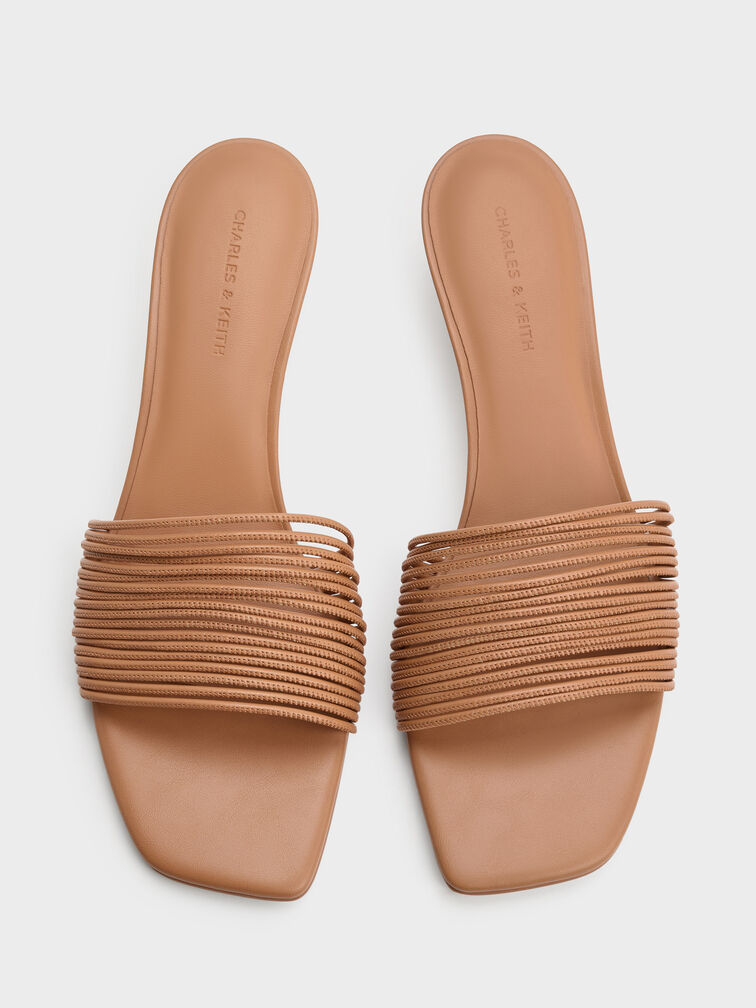 Fianna Strappy Kitten-Heel Mules, Tan, hi-res