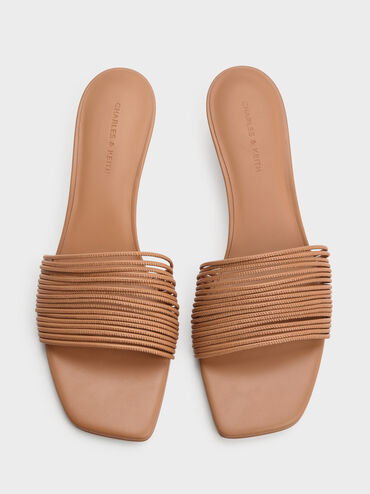Fianna Strappy Kitten-Heel Mules, Tan, hi-res