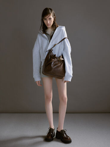 Victoria Belted Hobo Bag, Distressed Coffee, hi-res
