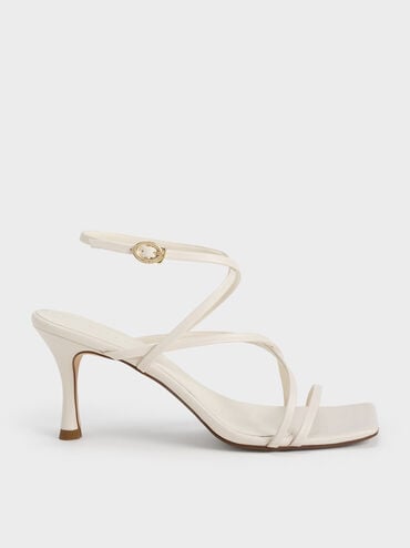 Crossover Strappy Sandals, Cream, hi-res