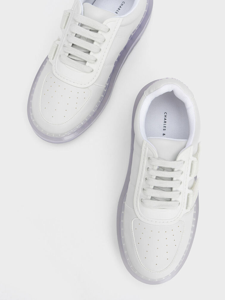Translucent Coloured Sole Low-Top Sneakers, Purple, hi-res