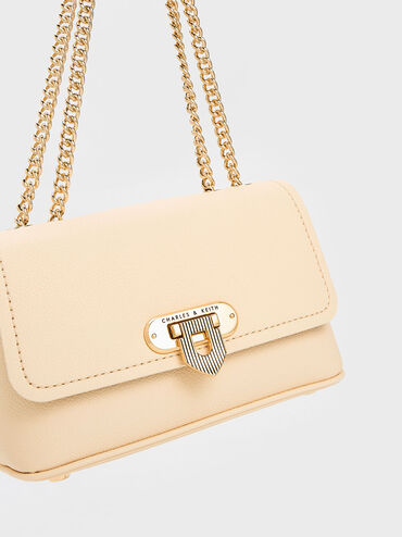Alcott Push-Lock Chain Bag, Beige, hi-res