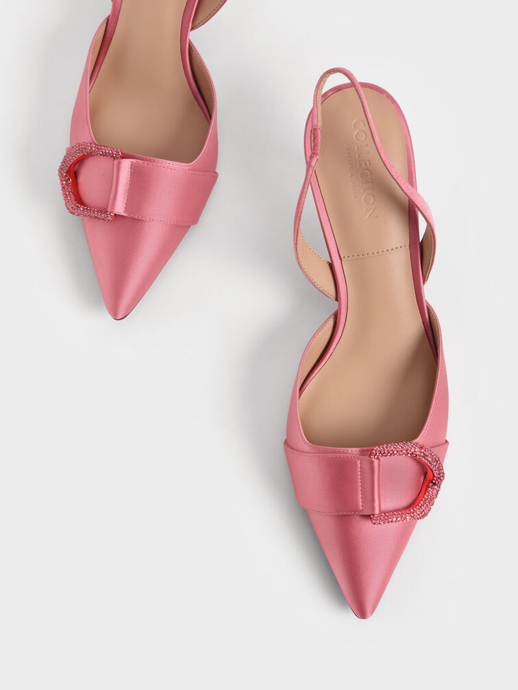 Gabine Gem-Embellished Slingback Pumps, Coral Pink, hi-res
