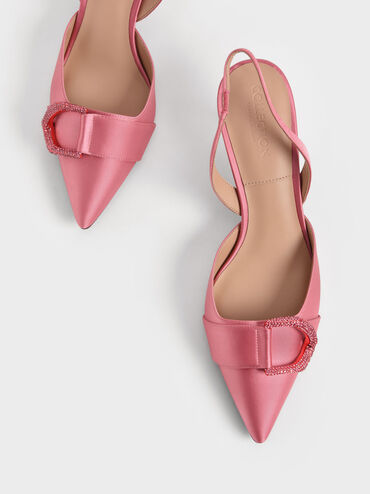 Gabine Gem-Embellished Slingback Pumps, Coral Pink, hi-res