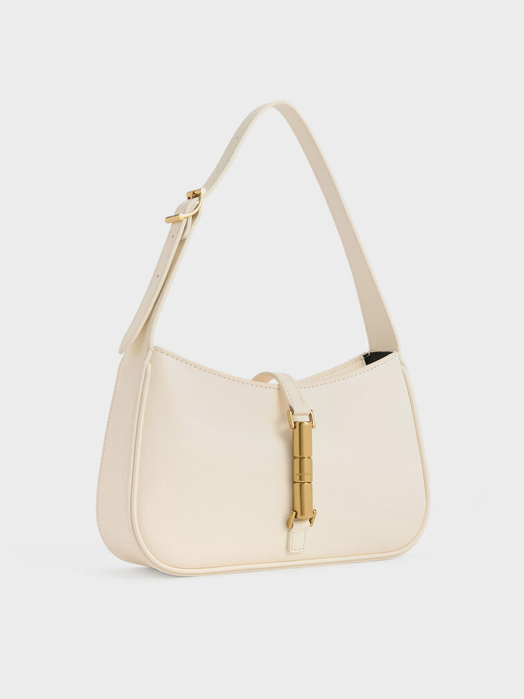 Cesia Metallic-Accent Shoulder Bag, Cream, hi-res