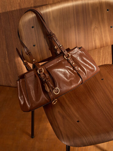 Britton Elongated Shoulder Bag, Chocolate, hi-res