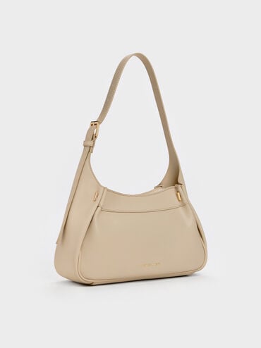 Clarice Pleated Shoulder Bag, Dusted Oat, hi-res