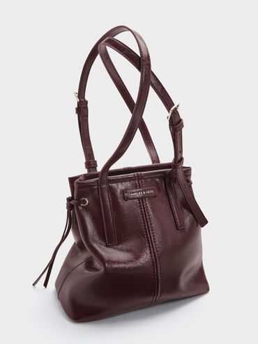 Noane Elongated-Handle Tote Bag, Wineberry Red, hi-res