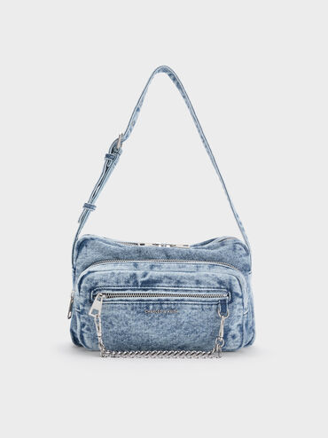 Atwood Denim Chain Crossbody Bag, Denim Blue, hi-res