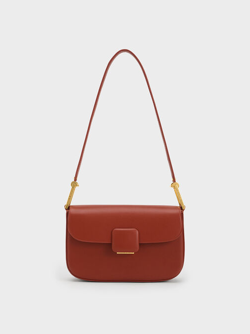 Koa Square Push-Lock Shoulder Bag, Brick, hi-res