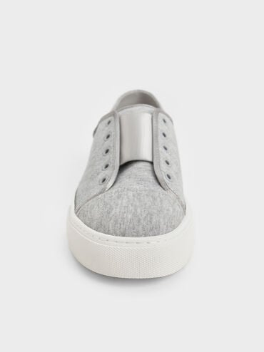 Textured Slip-On Sneakers, Light Grey, hi-res