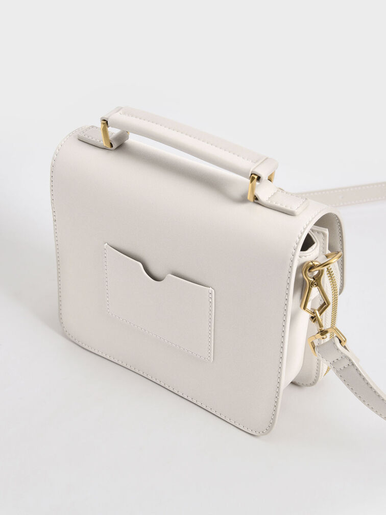 Front Flap Top Handle Crossbody Bag, Ivory, hi-res