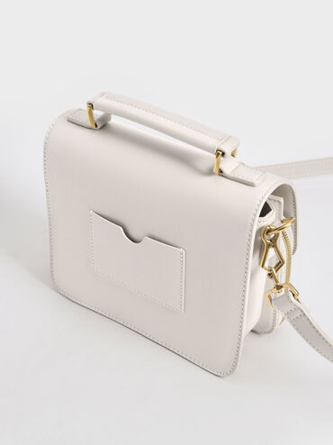 Front Flap Top Handle Crossbody Bag, Ivory, hi-res