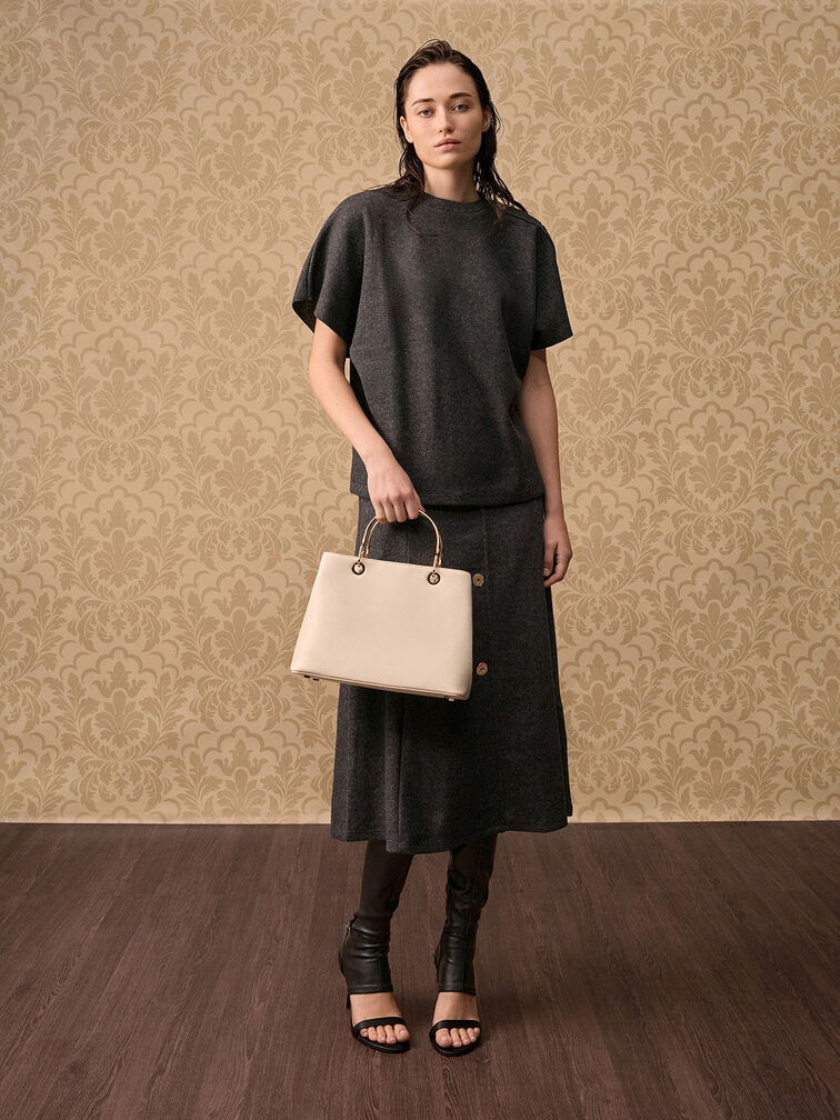 Leather Ring-Handle Bag, Chalk, hi-res