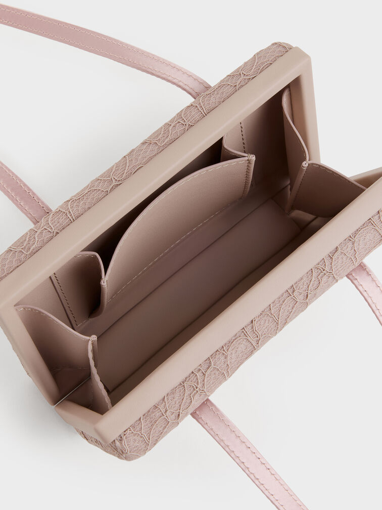 Jennis Lace & Satin Shoulder Bag, Pink, hi-res