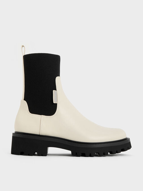 Remy Two-Tone Ridge-Sole Chelsea Boots, Chalk, hi-res