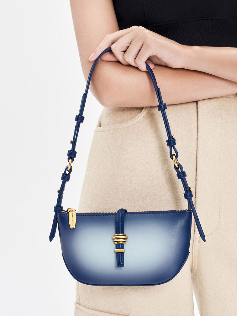Trudy Ombre Belted Geometric Bag, Navy, hi-res