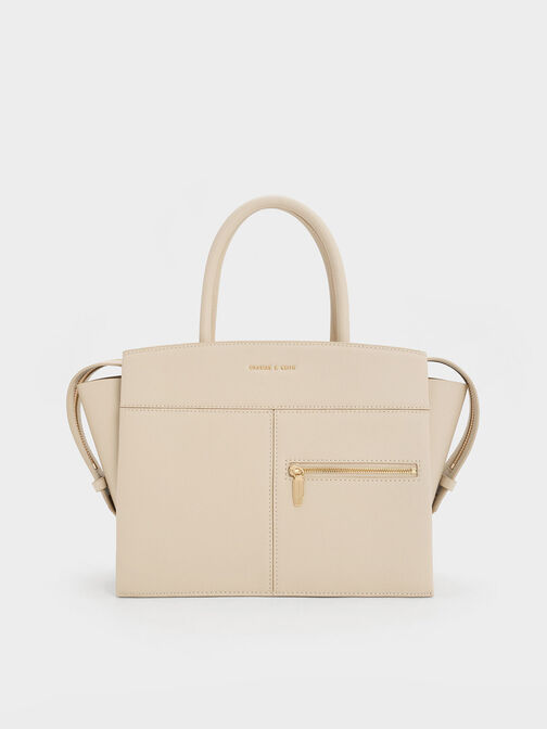 Anwen Trapeze Top Handle Bag, Beige, hi-res