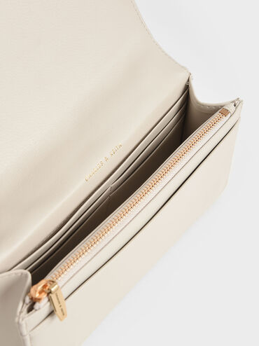 Paffuto Chain Handle Quilted Long Wallet, Cream, hi-res