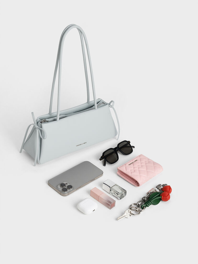 Hazel Bow Elongated Trapeze Shoulder Bag, Sea Salt Blue, hi-res