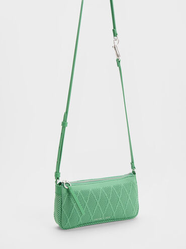 Geona Knitted Phone Pouch, Green, hi-res