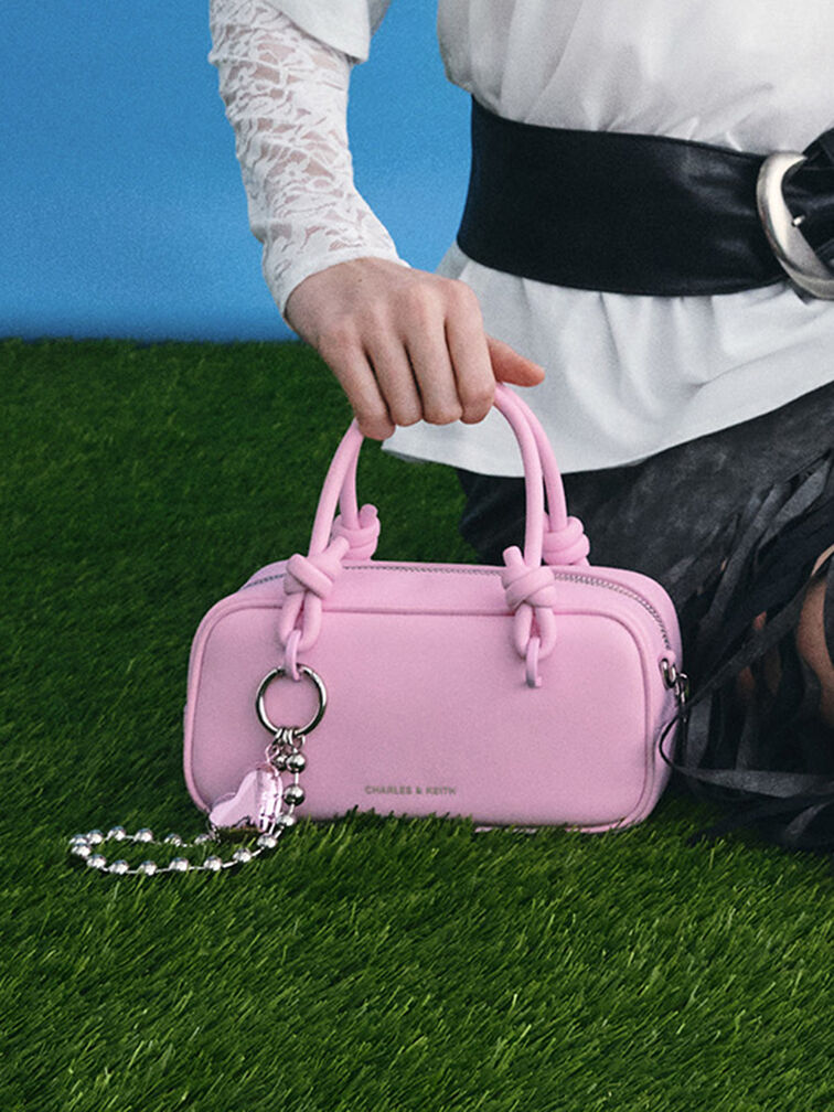 Sammie Knotted-Handle Elongated Bag, Bubble Gum Pink, hi-res
