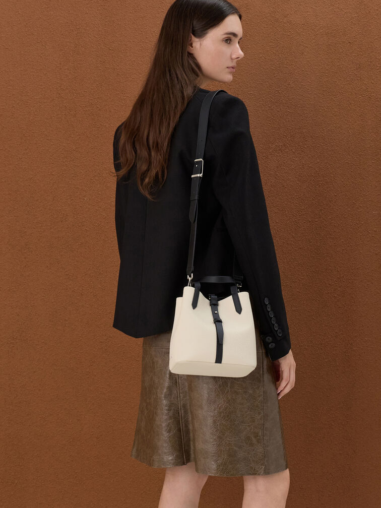 Mini Beryl Two-Tone Bucket Bag, Multi Cream, hi-res