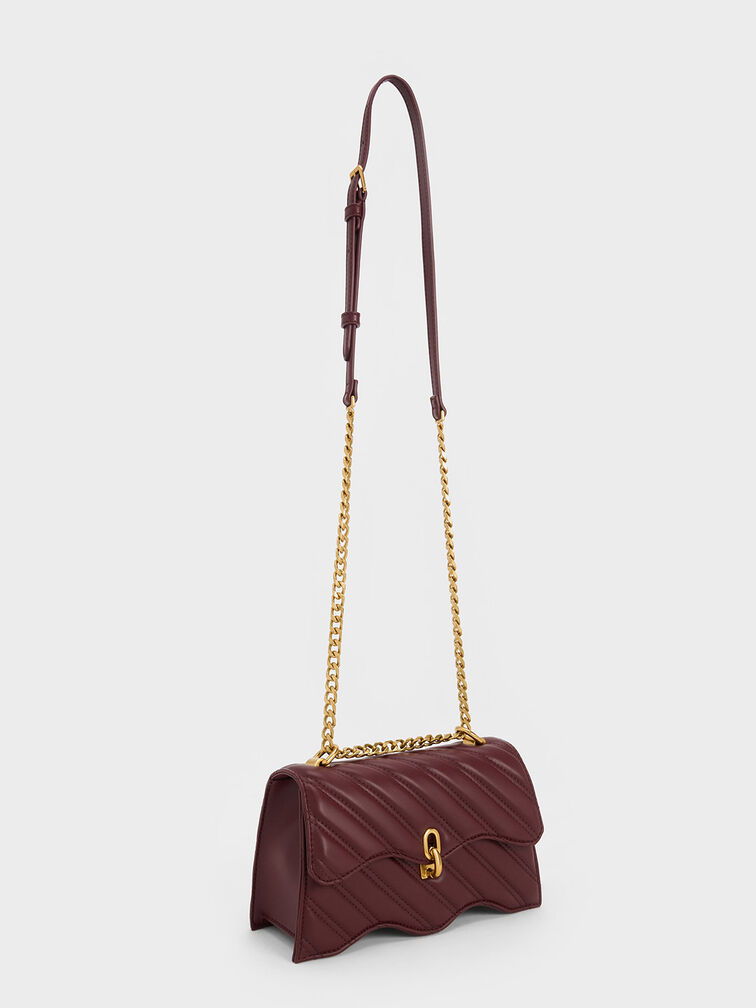 Freja Wavy Trapeze Crossbody Bag, Dark Chocolate, hi-res
