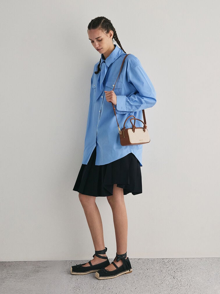 Sammie Canvas Knotted-Handle Elongated Bag, Taupe Canvas, hi-res