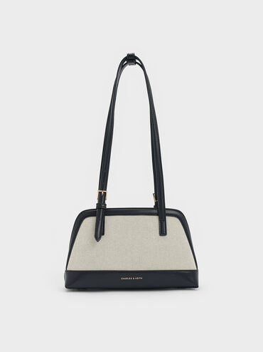 Enola Canvas Two-Tone Elongated-Handle Bag, Black, hi-res