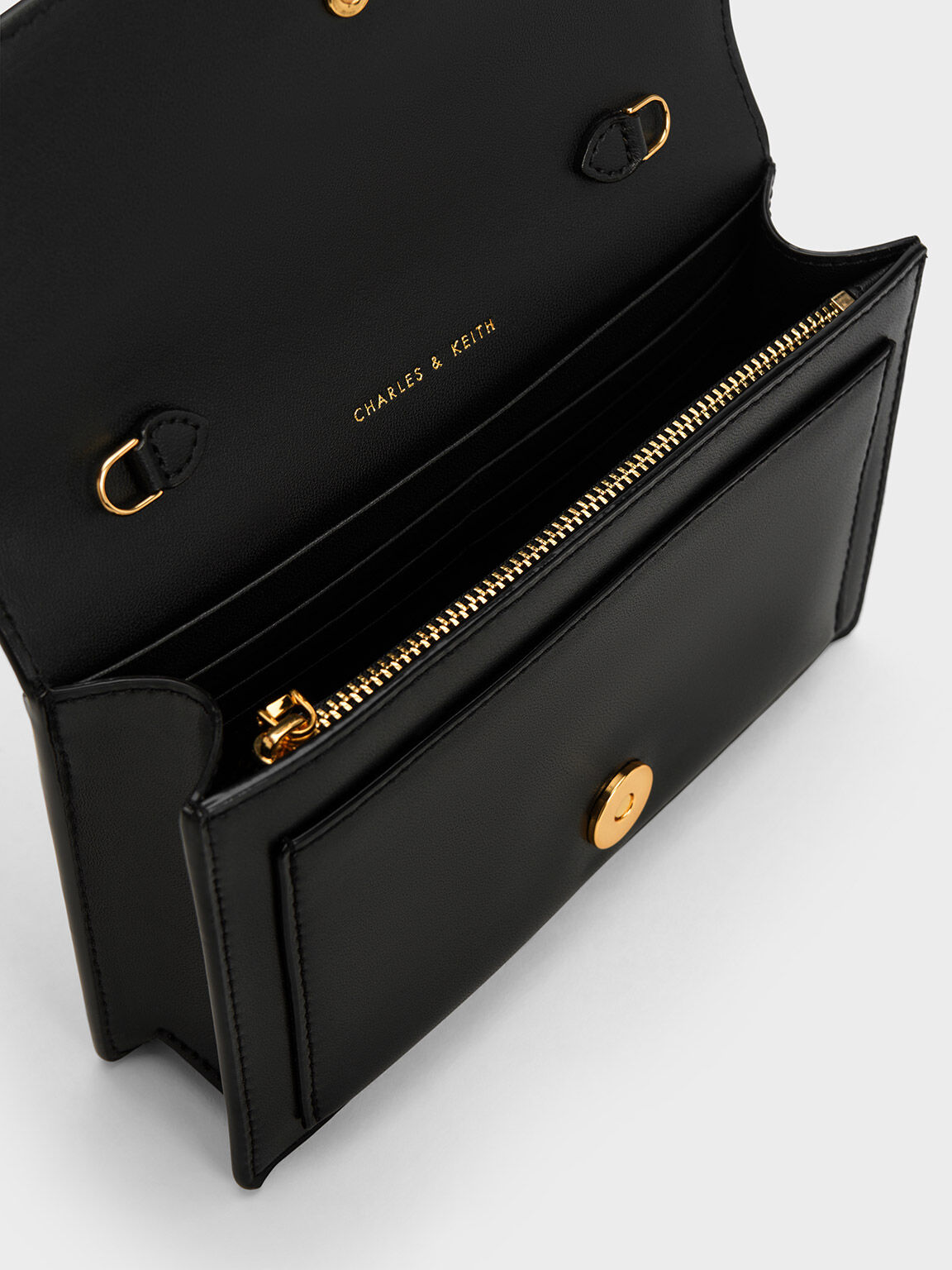 Black Padlock Envelope Crossbody Bag CHARLES KEITH IN