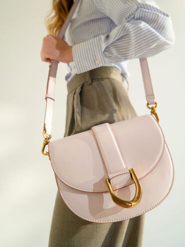 Gabine Saddle Bag, Pink, hi-res