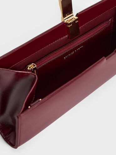Wisteria Metallic-Accent Clutch, Burgundy, hi-res