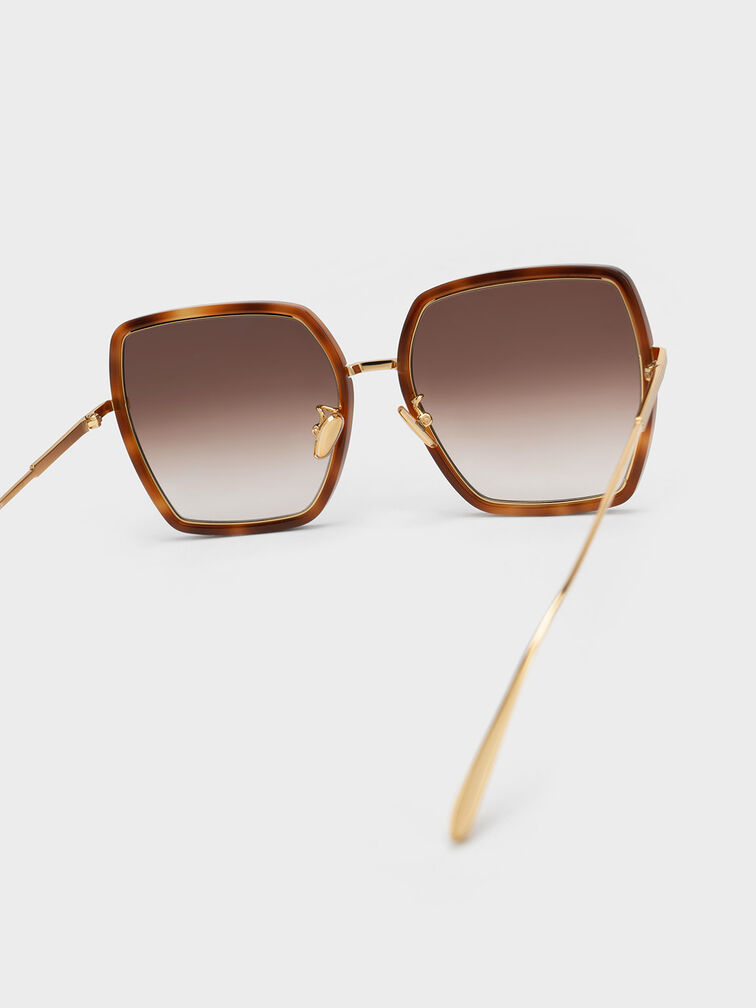 Oversized Square Butterfly Sunglasses, T. Shell, hi-res