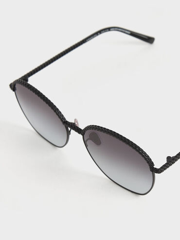 Braided Butterfly Sunglasses, Black, hi-res