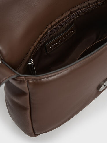 Moore Padded Shoulder Bag, Dark Brown, hi-res
