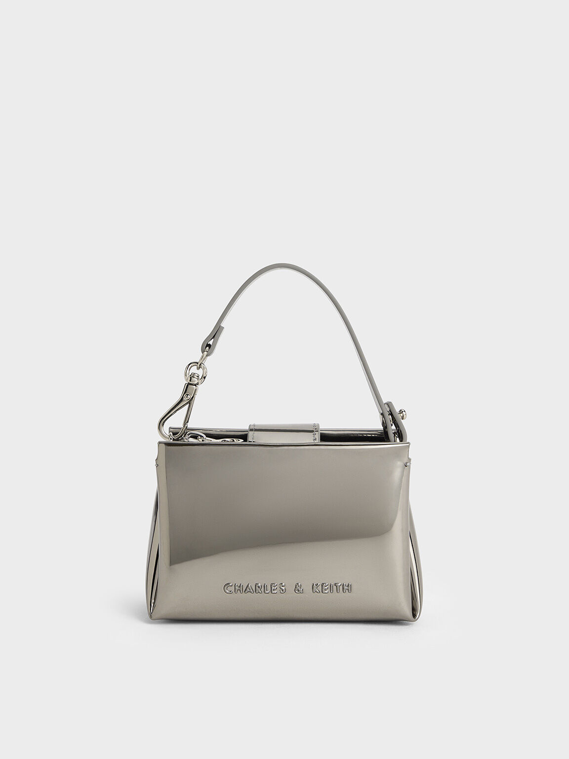 Bosie Metallic Top Handle Pouch - Pewter